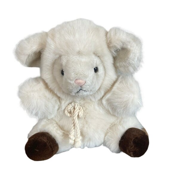 Vintage Easter Stuff Animal FLUFFYVILLE Beige Lucas Lamb Sheep Easter 12" Plush - Picture 1 of 9